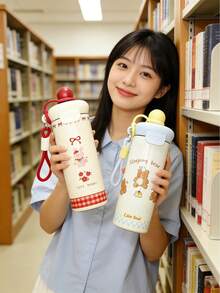 316 Stainless Steel Cute Floating Ball Insulated Water Bottle, Leak-Proof Straw, Lightweight & Portable, Long-Lasting Temperature Retention, Ideal For School & Outdoor Activities - Multicolor - View 1