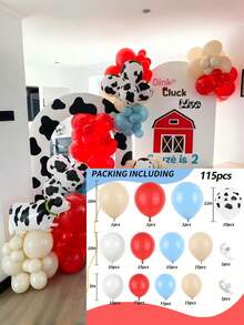 Bộ 115 bóng bay trang trí chủ đề nông trại, bao gồm bóng bay cao su họa tiết bò màu xanh và đỏ, thích hợp cho tiệc sinh nhật, cuộc thi cao bồi, tiệc cao bồi miền Tây, trang trí tiệc mừng em bé, trang trí chuồng trại và động vật. - Nhiều màu - Xem 11