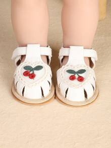 Toddler Girls' Soft Bottom Cherry Infant Shoes Hollow Out Closed Toe Sandals, Summer New Arrival 2026 - White - View 5