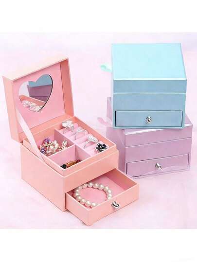 Korean Style Creative Specialty Paper Dual Layer Drawer Jewelry Box, Necklace, Ring, Earring, Accessory, Jewelry Gift Box