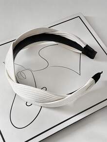 1件装女士纹理交叉发带，简约休闲发箍，适合日常、通勤和时尚穿搭，发带，头饰，发箍 - 彩色 - 查看 2