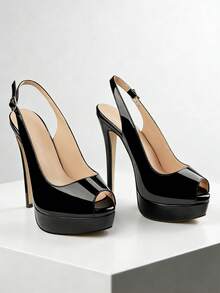 Ziheels Women's Platform Stiletto Heels Shoes Peep Toe Pumps Heels For Party Dance Wedding - Black - View 4
