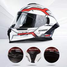 DOT Certified Motorcycle Full Face Helmet With Bluetooth Slot, All-Season Full Coverage Safety Riding Helmet - Red - View 3