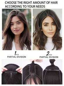 10inch Thick Hair Piece Clip In Hair Extensions Adding Hair Volume Fluffy Invisible Hairpin Hairpiece Blended Human Hair Short Straight Hair Piece For Thinning Hair - Multicolor - View 7