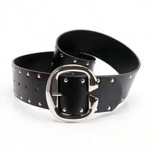 1件朋克风C型扣女士腰带，美式性感铆钉装饰裙裤腰带，加厚腰带 - 彩色 - 查看 9