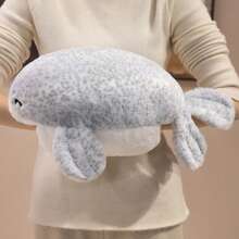 1个可爱海豹毛绒保暖手枕，柔软填充玩偶，卡通海豹保暖手枕，靠垫，午睡枕，适用于卧室、沙发、装饰、生日、感恩节、复活节礼物 - 彩色 - 查看 4