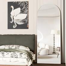 CASSILANDO Full Length Mirror 64"*21" Floor Mirror, Standing Mirror Smooth Arched Top Mirror, Large Arched Mirror, Bedroom Living Room Wall Mirror, Black,Gold - 銀色 - 查看 1