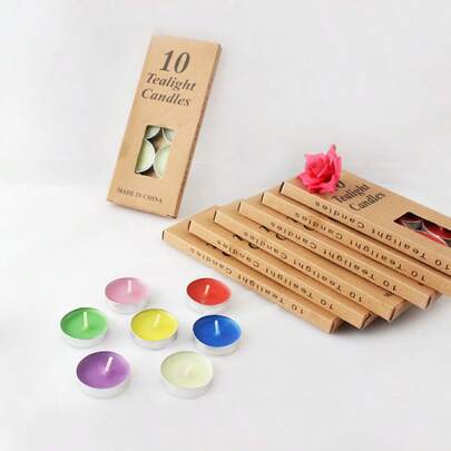 10pcs/Box Round Proposal Romantic Candles For Valentine's Day, Halloween, Christmas, Wedding, Birthday Party Decoration, Low Temperature Candles