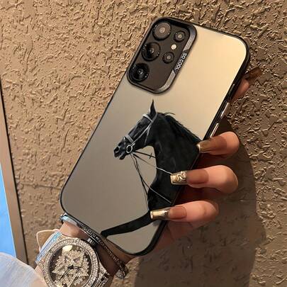 Funda de Teléfono con Patrón de Caballo de  Negro Genial para Galaxy S10+S20UltraS21FeS22UltraS23S24S24PlusM10SM12Note20A03A04EA05SA10SA11A12A13A14A15A20A21SA22A23A24A25A30A30SA31A32A33A34A35A50A52A53A54A55A70A71A72Note 20Ultra