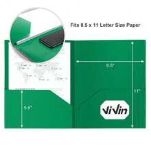 12-Pack Green Plastic Folders With Pockets, Fits 8.5 X 11 Inch Letter Size Papers, Poly Folders With 2 Pocket, For , Students, Teacher - Green - 查看 4