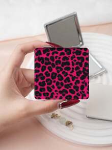 1pc Y2K Leopard Print Vanity Mirror, Foldable Lightweight Compact Handheld Mirror, Durable PU Leather, Suitable For All Occasions, Portable Pocket Mirror With Colorful Leopard Print, Bow, Cherry, And Star Patterns, Folding Design, Reliable And Scratch-Resistant - Multicolor - View 16