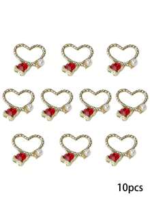 240个/盒美甲饰品,镂空蝴蝶结心形唇膏,镶钻金银美甲饰品,奢华Y2K金属美甲用品,情人节特惠,白色和红色水钻美甲宝石,适用于多功能DIY美甲配件。 - 彩色 - 查看 13