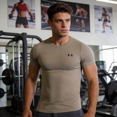Under Armour 男士速干T恤，健身上衣，Vanish Seamless SS，跑步、健身、休闲皆宜，修身款，轻盈透气短袖圆领训练T恤，1382801-300