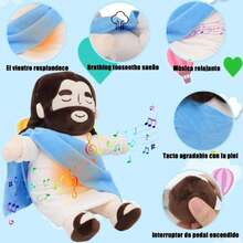 Genérico 2025 Nuevo Peluche de Jesus Que Respira, Jesús Peluche para La Ansiedad, Jesús de Peluch Que Respira con Música y Luces, Suave Dios d Muñeco para Dormir, Niños y Niñas (Azul),38912881 - Gris Claro - Ver 5