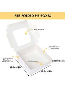 10pcs Bakery Boxes, 8x8x2.5 Cookie Boxes With Window, White Treat Containers For Donuts, Chocolate Strawberries, Pie,Perfect For Birthdays, Weddings, And Baby Showers Gift Boxes - White - View 4