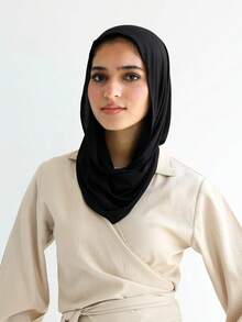 1件装女士经典纯色头巾，预缝制三角围巾，可环绕颈部，可调节头巾，柔软舒适的粘胶面料，适合搭配头巾服饰、日常穿着、运动、瑜伽 - 多色 - 查看 3