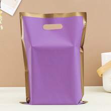 50pcs Thick Gift Bags With Handles, Plastic Party Candy Bags With Gold Trim, Suitable For Various Holiday Parties - Multicolor - View 5