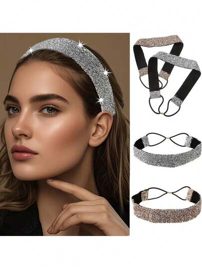 This New, Luxurious, Heavily Embellished Rhinestone Headband Features A High Crown And A Sophisticated, Minimalist Design. Perfect For Everyday Wear, Parties, And Gatherings, It's Also A Great Gift For Your Girlfriend Or Mother.