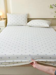 1 bộ ga trải giường kẻ sọc trắng có nơ, kiểu dáng dễ thương dành cho bé gái, tấm bảo vệ nệm ngày Valentine, ga trải giường vừa vặn, mềm mại và thoáng khí, phù hợp với giường đơn, đôi, cỡ Queen, cỡ King, thiết kế túi sâu lên đến 11,8 inch. - trắng - Xem 6