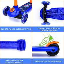 Scooters para Niños, Scooter Patin del Diablo Ajustable Divertido Niños, Patinete de 3 Ruedas con Luz LED y Altura Ajustable, Patín del Diablo Niños, Divertido Regalo de Navidad y Cumpleaños - Azul - Ver 7