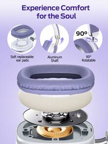 Tagry 可调节无线蓝牙耳机，适用于智能手机/电脑/平板电脑，银色 - 淡紫色 - 查看 7