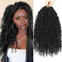 Belle Show 3 paquetes de cabello trenzado tipo locs de diosa para mujeres, cabello trenzado de locs de río con puntas rizadas de 14 pulgadas - Multicolor - Ver 14