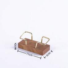 1pc Wooden Card Holder, Simple Desktop Card Display Rack, Beechwood & Walnut Wood Metal Card Stand, Home & Office Supplies - Multicolor - View 10