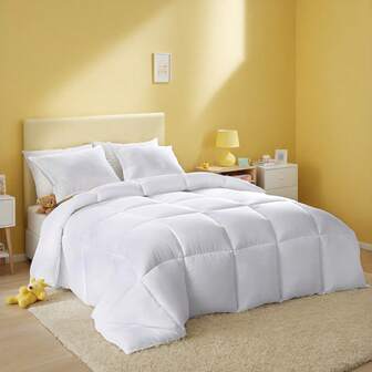 Cloud-Sleep White Ultra Plush Winter Comforter - All-Season Down Alternative Fill, Advanced Box Stitch Design Prevents Clumping, Hypoallergenic & Skin-Friendly, Luxury Hotel Collection, Machine Washable For Apartment, Dorm, Home & Gift