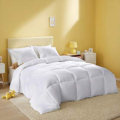 Cloud-Sleep White Ultra Plush Winter Comforter - All-Season Down Alternative Fill, Advanced Box Stitch Design Prevents Clumping, Hypoallergenic & Skin-Friendly, Luxury Hotel Collection, Machine Washable For Apartment, Dorm, Home & Gift