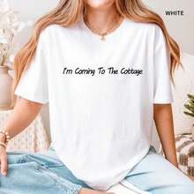 1PC Women's Plus Size Valentines Shir I'm Coming To The Cottage Shirt, Viral LGBTQ Hockey Romance Tee, Funny Quote T-Shirt, Gift For Hockey Fans And Movie Lovers - 白色 - 查看 8