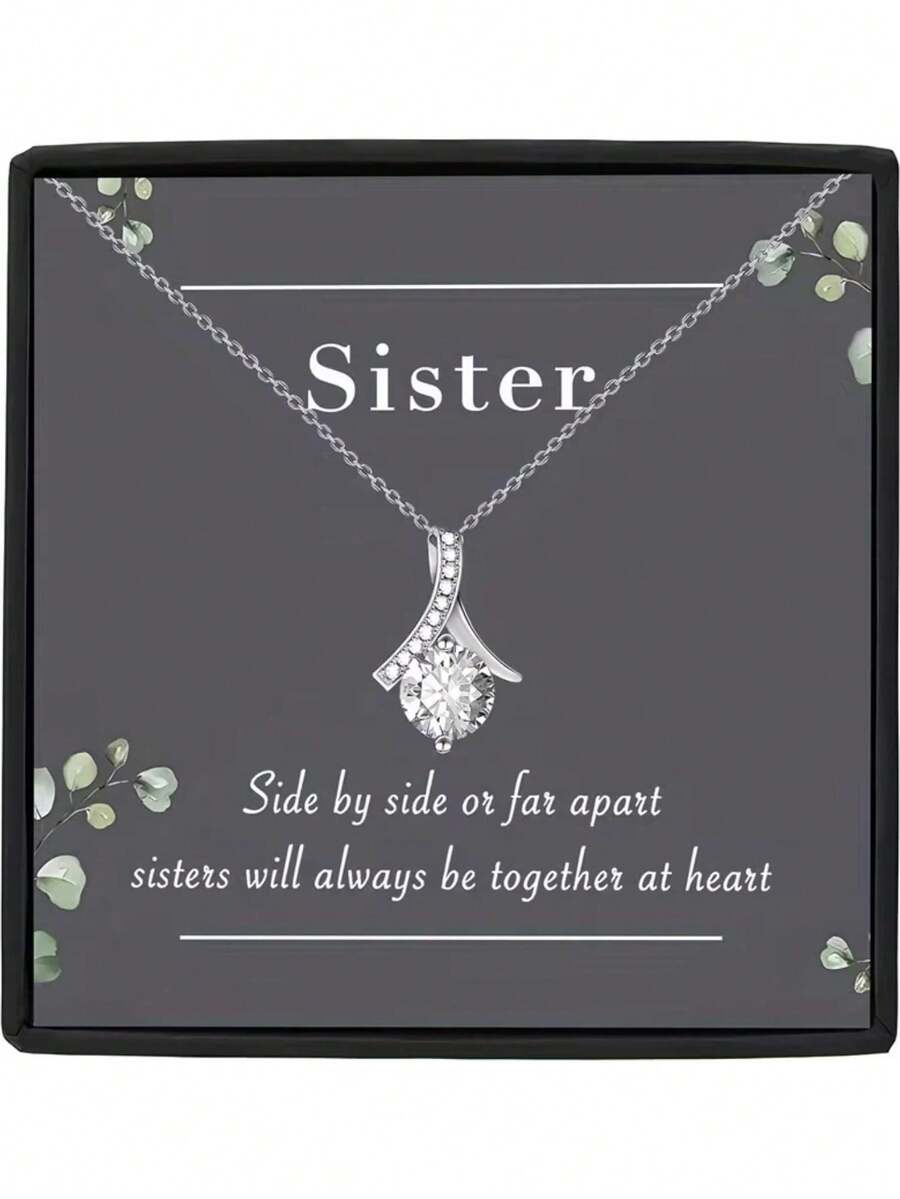 新款项链礼盒套装 - 送给姐姐或女友的生日礼物 - 送给姐姐的礼物 - 伴娘送给新娘的礼物 - 姐妹珠宝 - 銀色 - 查看 1