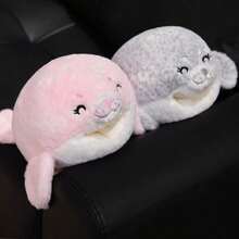 1个可爱海豹毛绒保暖手枕，柔软填充玩偶，卡通海豹保暖手枕，靠垫，午睡枕，适用于卧室、沙发、装饰、生日、感恩节、复活节礼物 - 彩色 - 查看 3