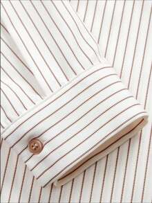 SAOYANGYU Chemise de bureau décontractée à manches longues rayées avec poches et boutons pour femmes - Jaune clair - Voir 8