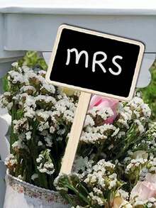 Nhãn cây trồng hình chữ T, bảng đánh dấu cây giống, thẻ tên cây bằng gỗ, bảng phấn sáng tạo, thẻ giá cửa hàng hoa, đồ trang trí tiệc cưới. - Nhiều màu - Xem 3