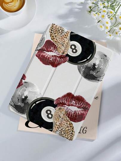Kingsung Leopard And Billiard Ball Lips Pattern Tablet Case, Compatible With 9.7/10.2/10.5/10.9/12.9/Pro 11, 10th Generation, Compatible With Samsung Galaxy Tab S6 Lite 10.4-Inch, Compatible With Kindle Paperwhite 12th Gen 2024, Kindle (11th Generation) 2022 Version, Kobo Clara Color, Soft Fall Protection, Smart Stand/Auto Wake/Sleep