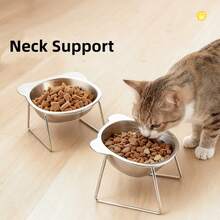 15°人体工学不锈钢猫碗，防滑底座，适用于猫、幼猫和小型犬，宠物用品，情人节礼物 - 420毫升 - 查看 7