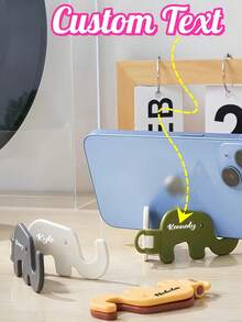 1pc Cute Elephant Phone Holder, Portable Bedside Stand With Keychain, Foldable Design, Unisex Slouchy Bracket - Multicolor - View 1