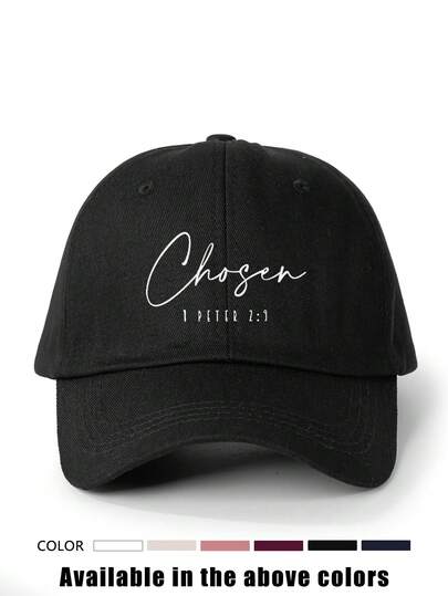 1pc Printed "Chosen" Baseball Cap, Breathable Adjustable Outdoor Golf Sun Hat, Women's Fashionable Curved Brim Sun Hat, Men's Y2K Couple Sun Visor, All Season