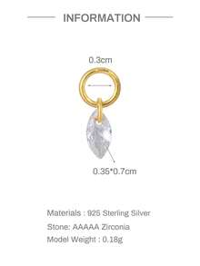 1pc DIY 18K Solid Gold CZ Dangle Hoop Charm Earring Chain Drop Pendent Accessory Dainty Cartilage Helix Tragus Lobe Piercing Gift For Her