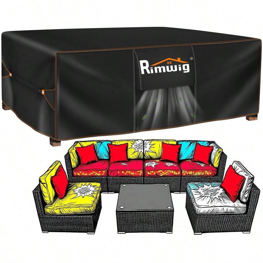 extragrandes para juego de muebles de patio, impermeables, fundas para muebles de exterior en liquidacin, fundas para juego de sof seccional, funda para juego de mesa y sillas de exterior - 110 de largo x 57 de ancho x 28 de alto - Ver 1