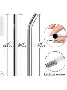 4/2/1pc Extra Wide (0.47") Stainless Steel Smoothie Straws, 4 Packs Reusable Metal Drinking Straws For Boba, Milkshakes & Thick Drinks, Includes Cleaning Brush, For Home, Party, And Bar Use - Multicolor - View 6