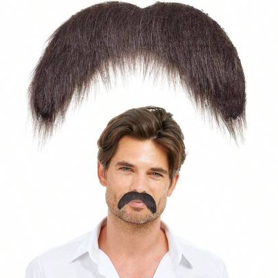 Mustache Brown Self Adhesive Realistic Hair Beard Novelty Stick On Mustaches Men Cosplay Costume New Year Parties