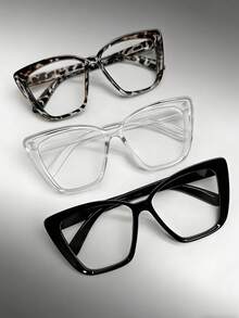 3副/套。女士平光眼镜。新款。棱角分明的大镜框设计。休闲、简约、透明、个性化、多功能、显瘦。适合日常电脑使用、阅读和游戏，是馈赠佳品。 - 彩色 - 查看 2