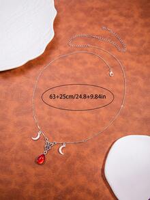 1件迷人性感水晶吊坠银色腰带，波西米亚风银色腰链，魅力时尚派对身体链，夏季海滩旅行银色水晶比基尼链，适合女性在派对上佩戴，可作为送给朋友和同学的礼物。 - 款式4 - 查看 5