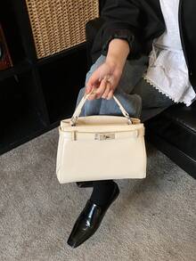 Luxury Women's Handbag, New Vintage Minimalist High-End Niche One Shoulder Bag, Tote Crossbody Bag - Beige - View 4