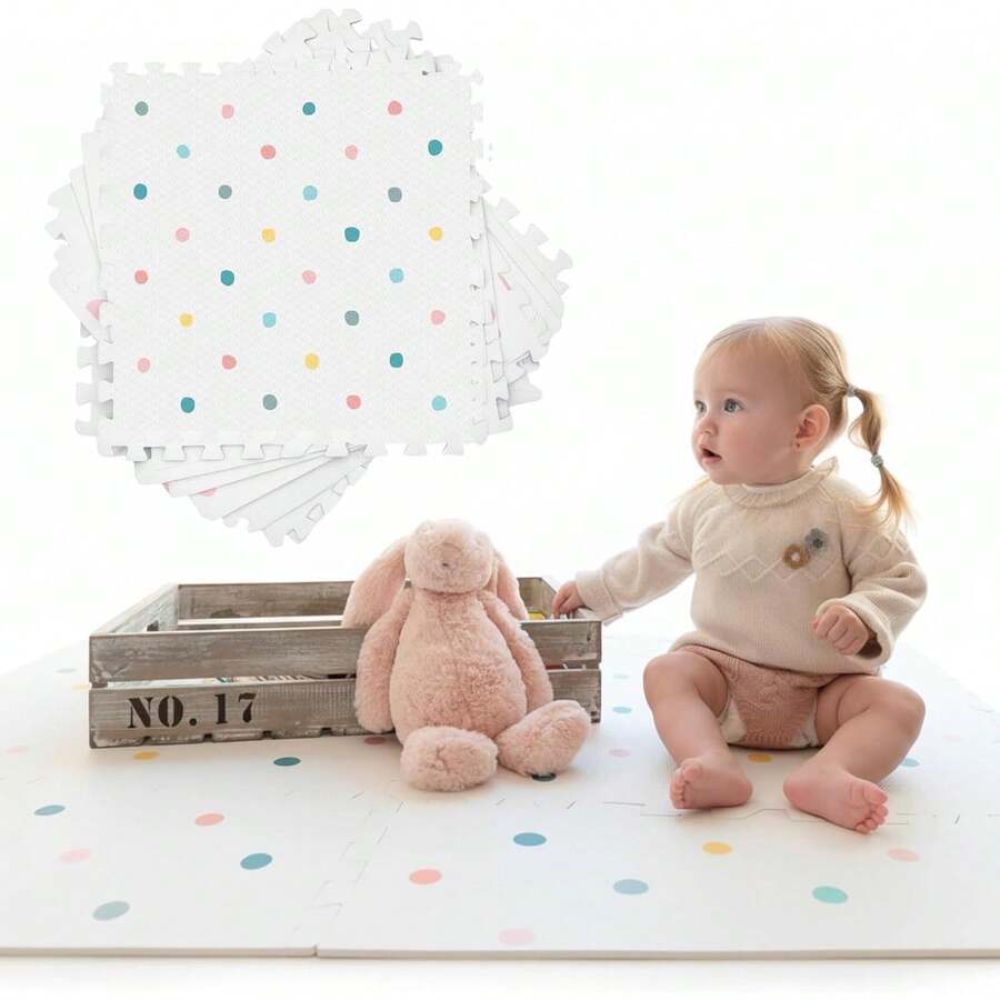 Tapete para Puntos de Colores| Espacio  y Suave para Explorar y Aprender| Fomenta Desarrollo Infantil| Tapete Fácil de Limpiar y Armar| como Piso de Gimnasio para - Verde militar - Ver 1