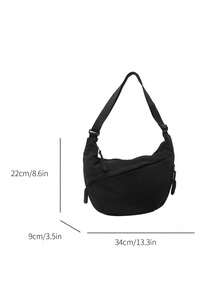 Kewen This Fashionable Colorful Nylon Waterproof Shoulder Bag Features A Simple And Casual Collegiate Design, With Wide Strap And Multiple Zipper Compartments, Suitable For Students, Shopping, And Everyday Use. It Can Be Used As A School Bag, Street Style, Or Japanese-Inspired Women's Bag. - màu đen - Xem 9