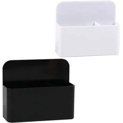 New 2 Pack Plastics Magnetic Pen Holder, Dry Erase Marker Holder For Whiteboard, Magnet Organizer Accrifor Refrigerator, Pencil Cup, Pen Caddy, 1Pc Black And 1Pc White