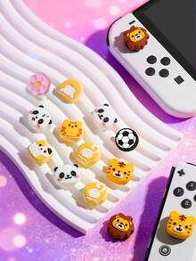 2 piezas Tapas de agarre para el pulgar compatibles con /Switch OLED/Switch Lite, Fundas de silicona para palancas de mando compatibles con el mando de Switch, Accesorios para mando de juego, Patrones de Fútbol/Tiburón/Flor/Nube/Panda - Multicolor - Ver 7