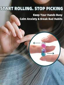 手指按摩环，缓解焦虑和压力，弹性舒缓指压按摩珠环，感官玩具，适合成人、女孩、男孩，居家、户外、学校、办公室、旅行手指玩具配件 - 彩色 - 查看 5